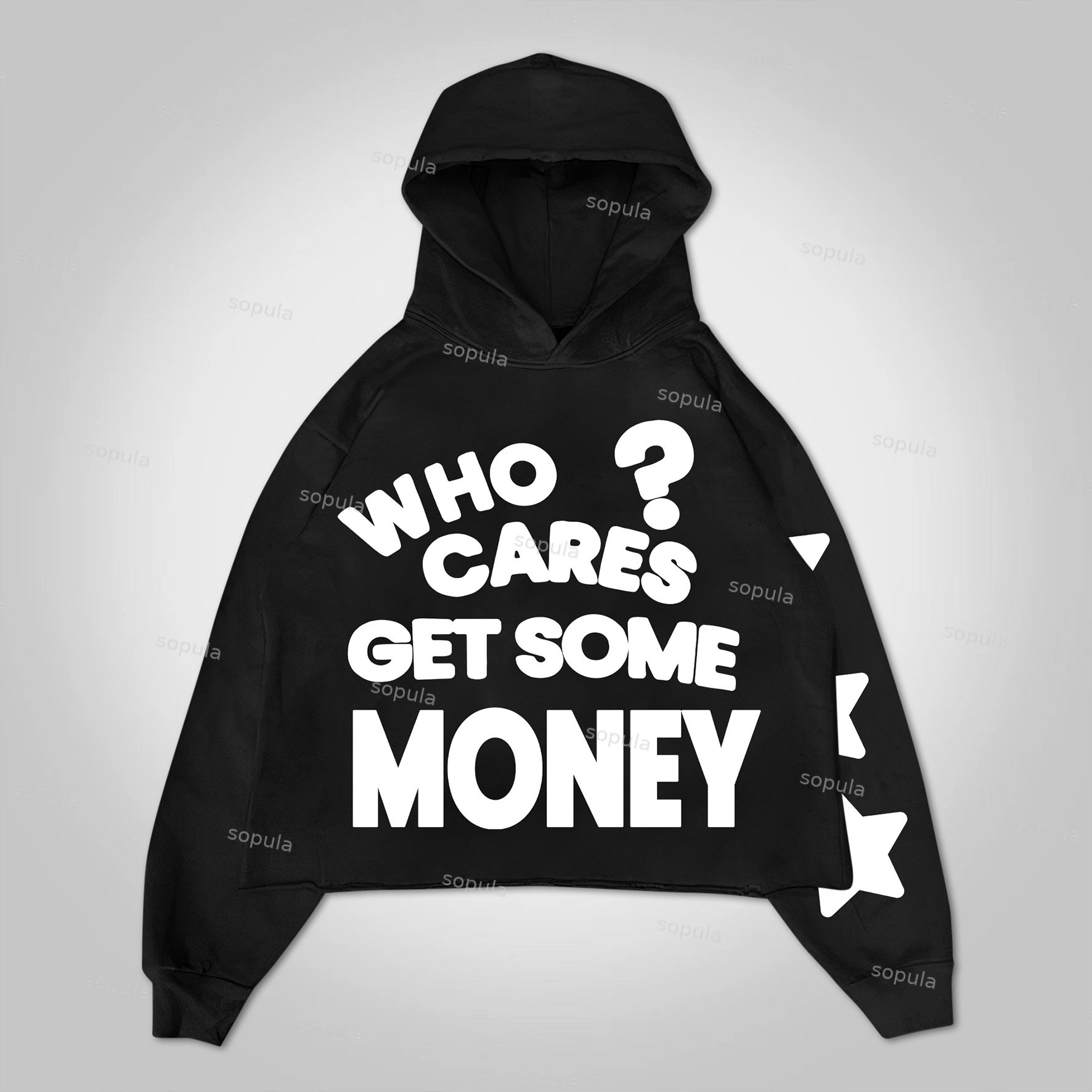 Chasing Money Print Graphic Oversized Pullover Hoodie