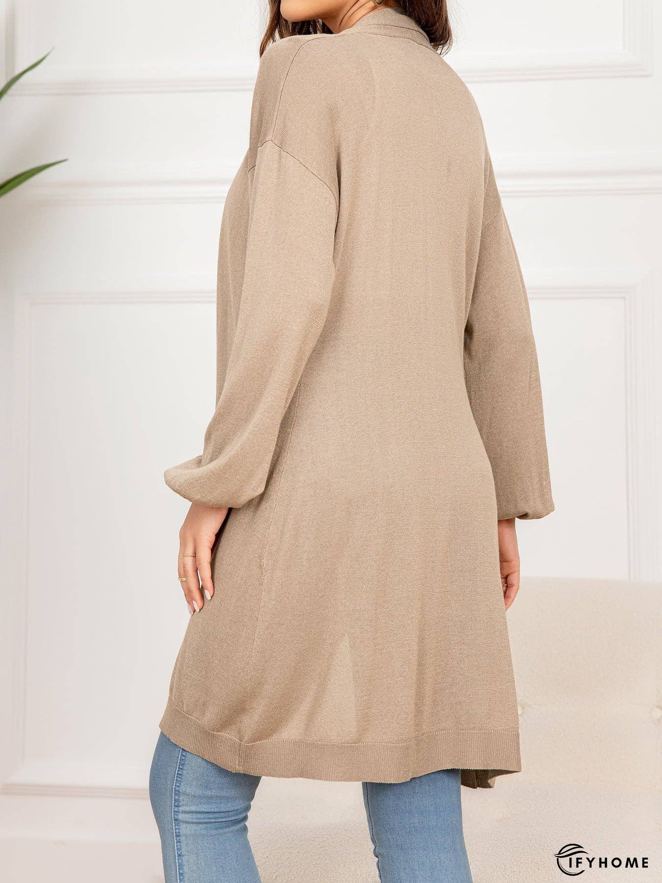 Dropped Shoulder Open Front Longline Cardigan | IFYHOME