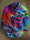 Abstract Color Clash Art Rendering Casual Printed Long Sleeve Shirt
