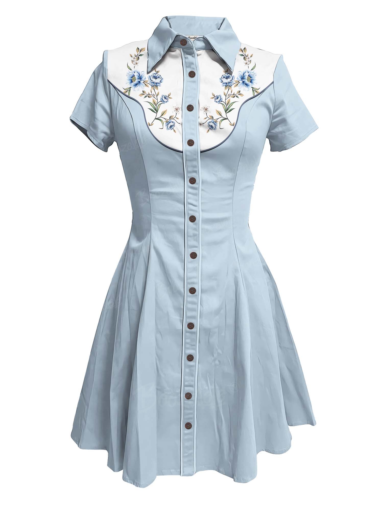 Blue Flower - 100% Cotton Dress