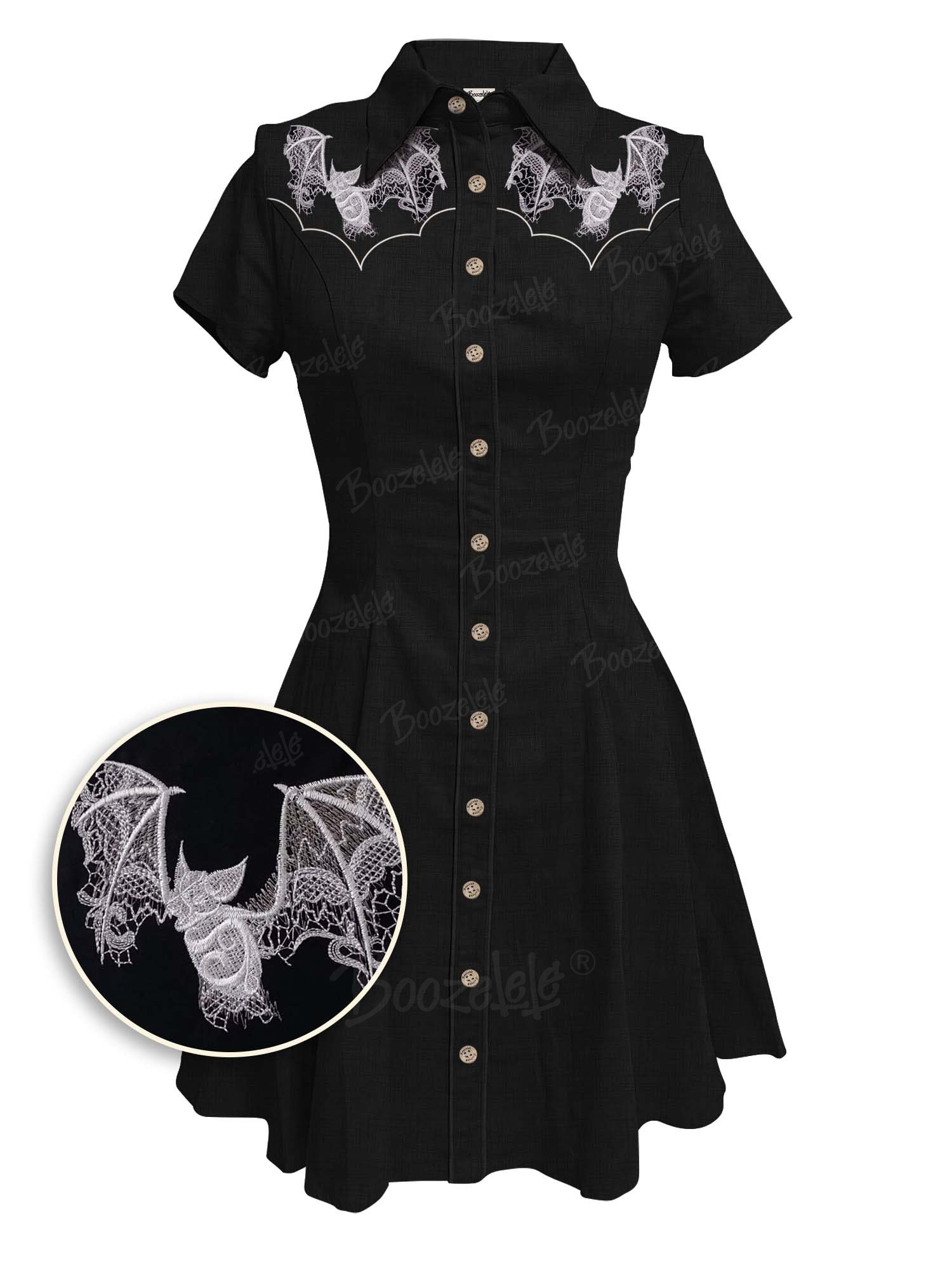 【Embroidery】Bat  - 100% Cotton Dress