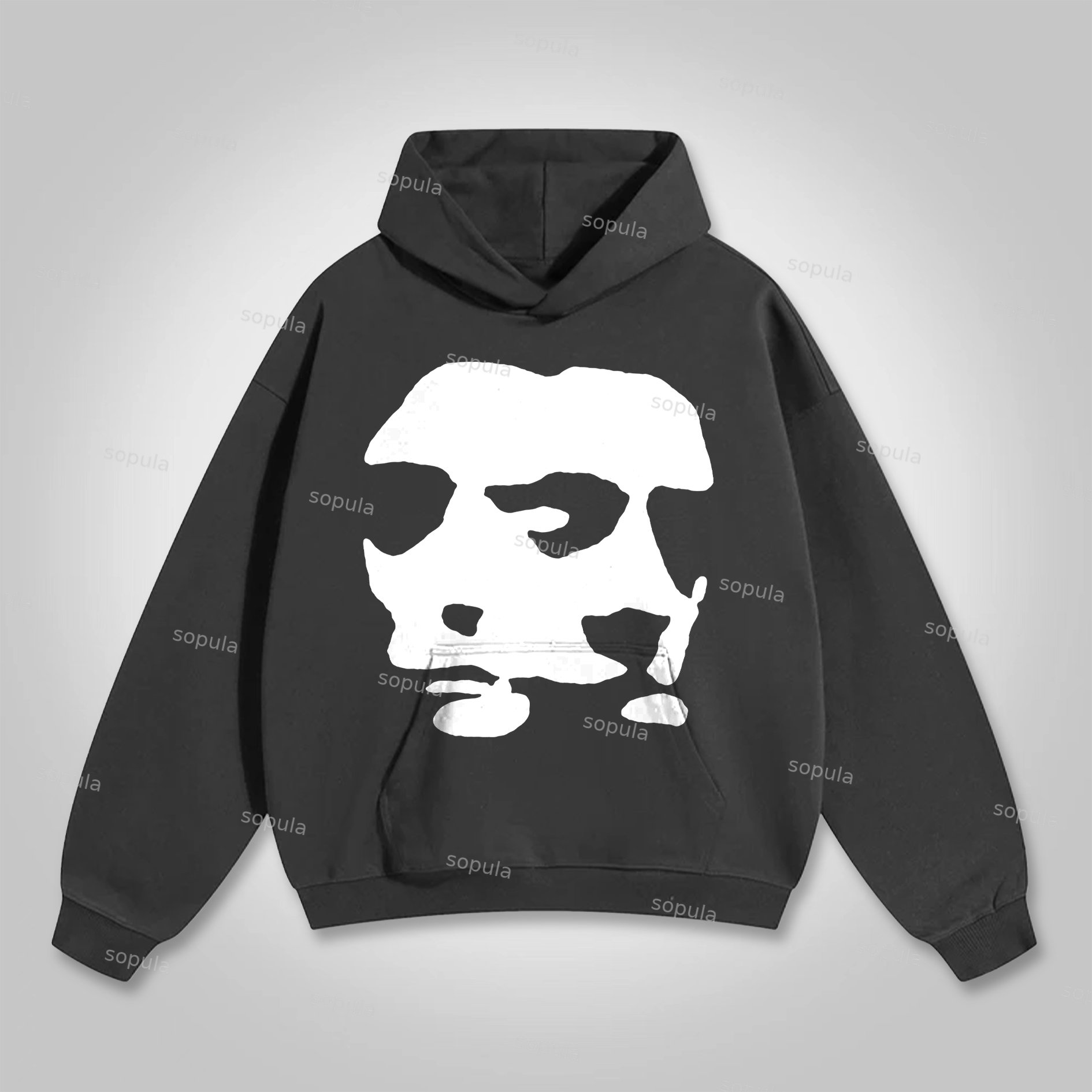 Scary Face Vintage Print Graphic Hoodie