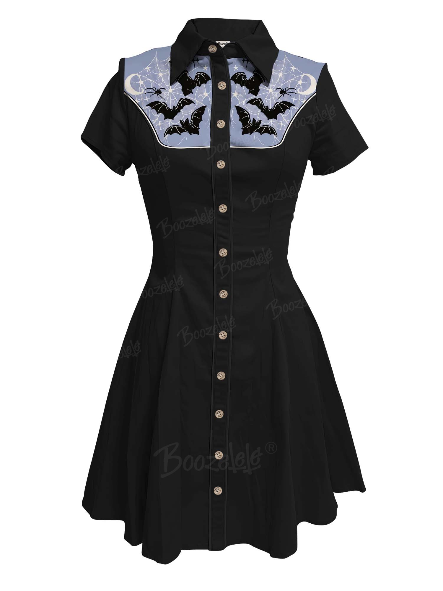 Bat And Moon - 100% Cotton Dress