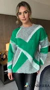 Zuzu Green Oversized Plush Pattern Jumper