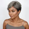 Salt & Pepper Edgy Pixie Cuts Glueless Wig