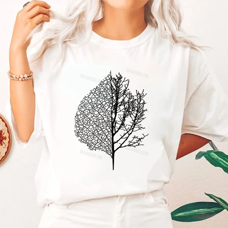 Leaf Tree Forest Print Short Sleeve T-shirt Eagerlys