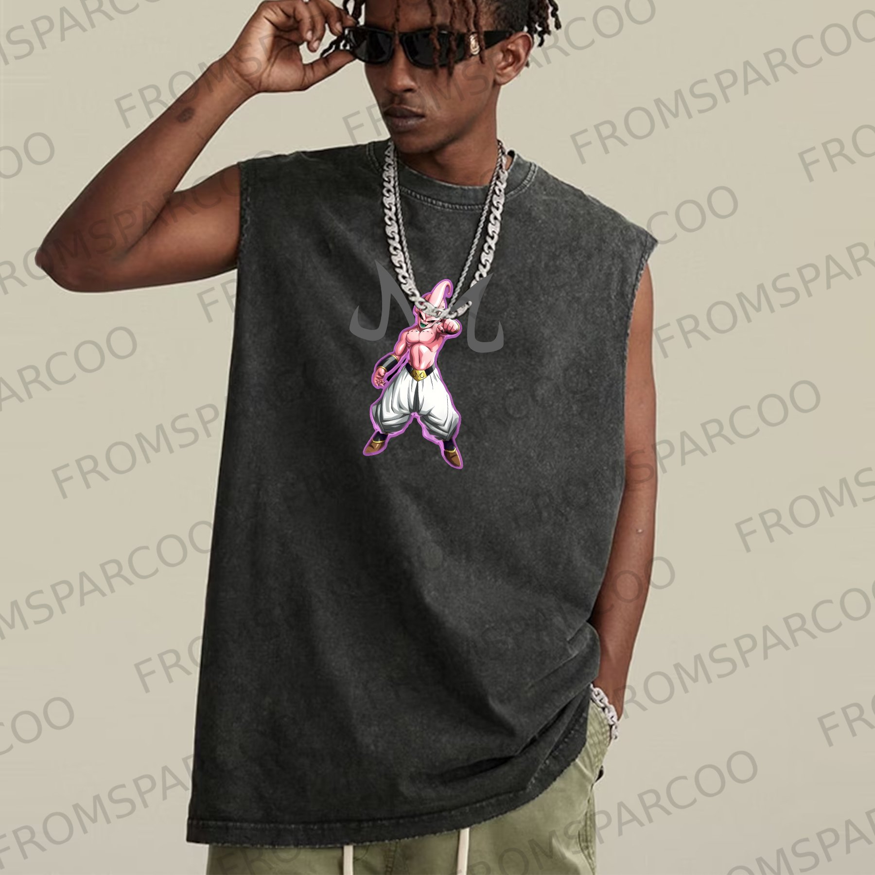 Casual Batik Anime Print Fitness Vest