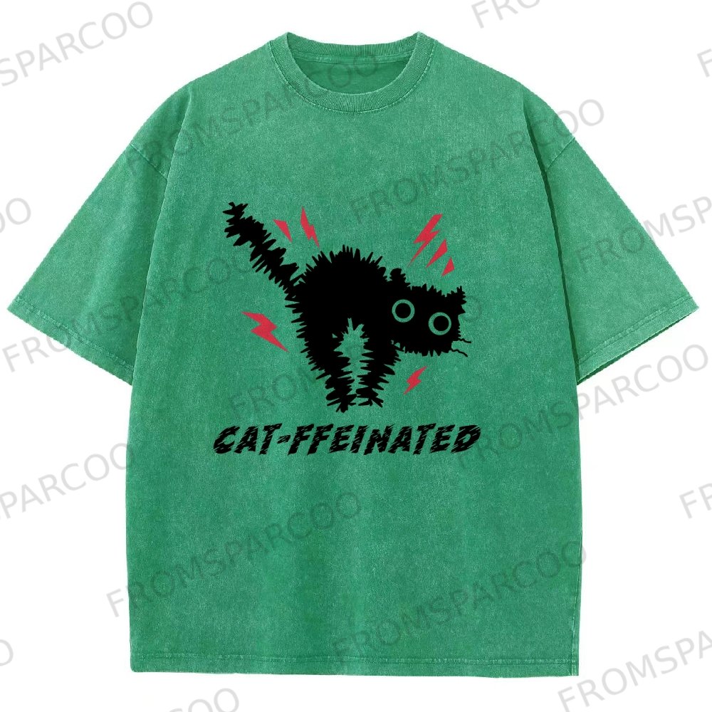 Frightened Cat Washed Vintage Short Sleeves T-Shirt