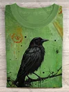 Unisex Halloween Raven Print Casual T-Shirt