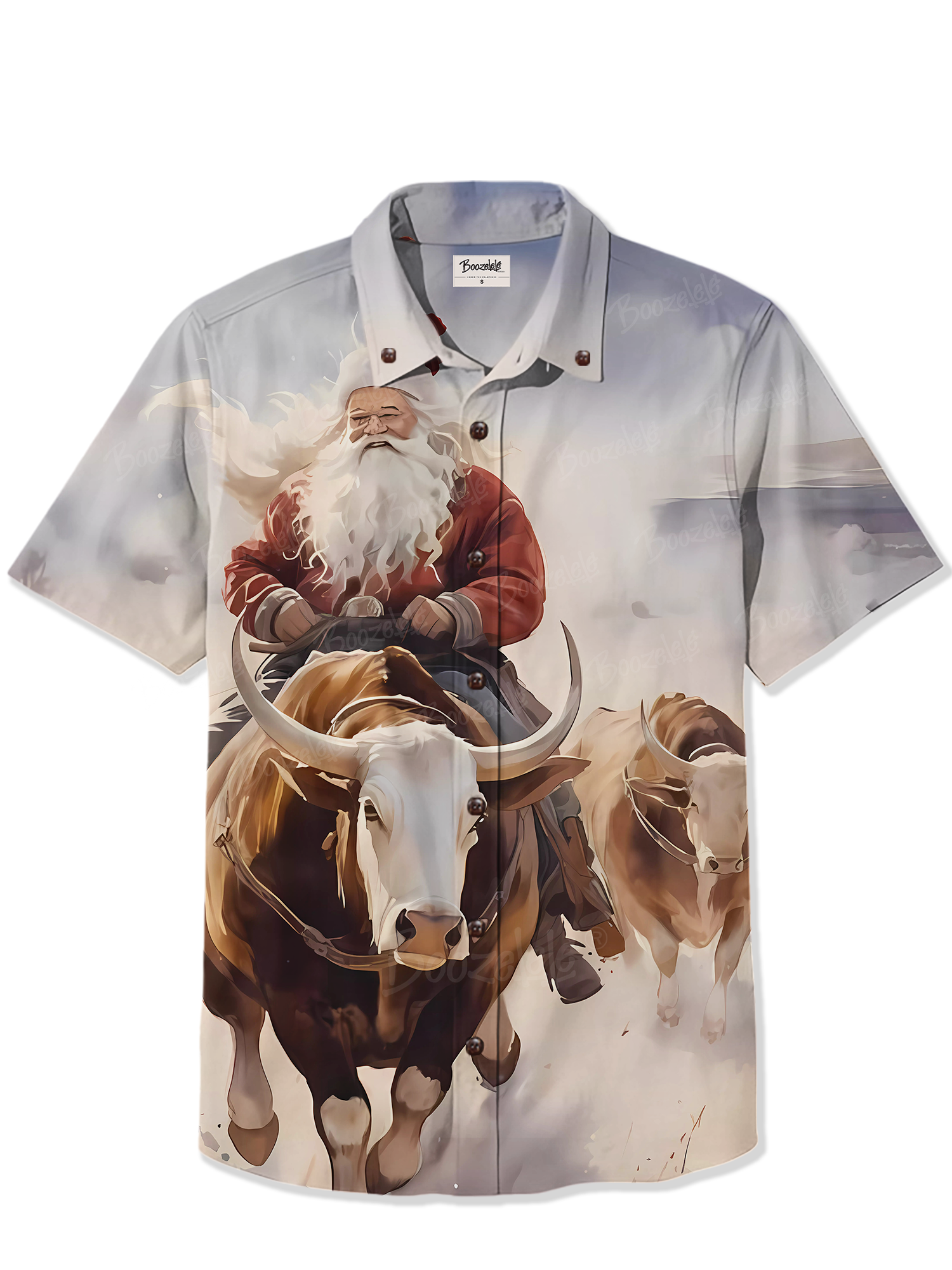 Western Santa Claus Riding Bull - 100% Cotton Shirt
