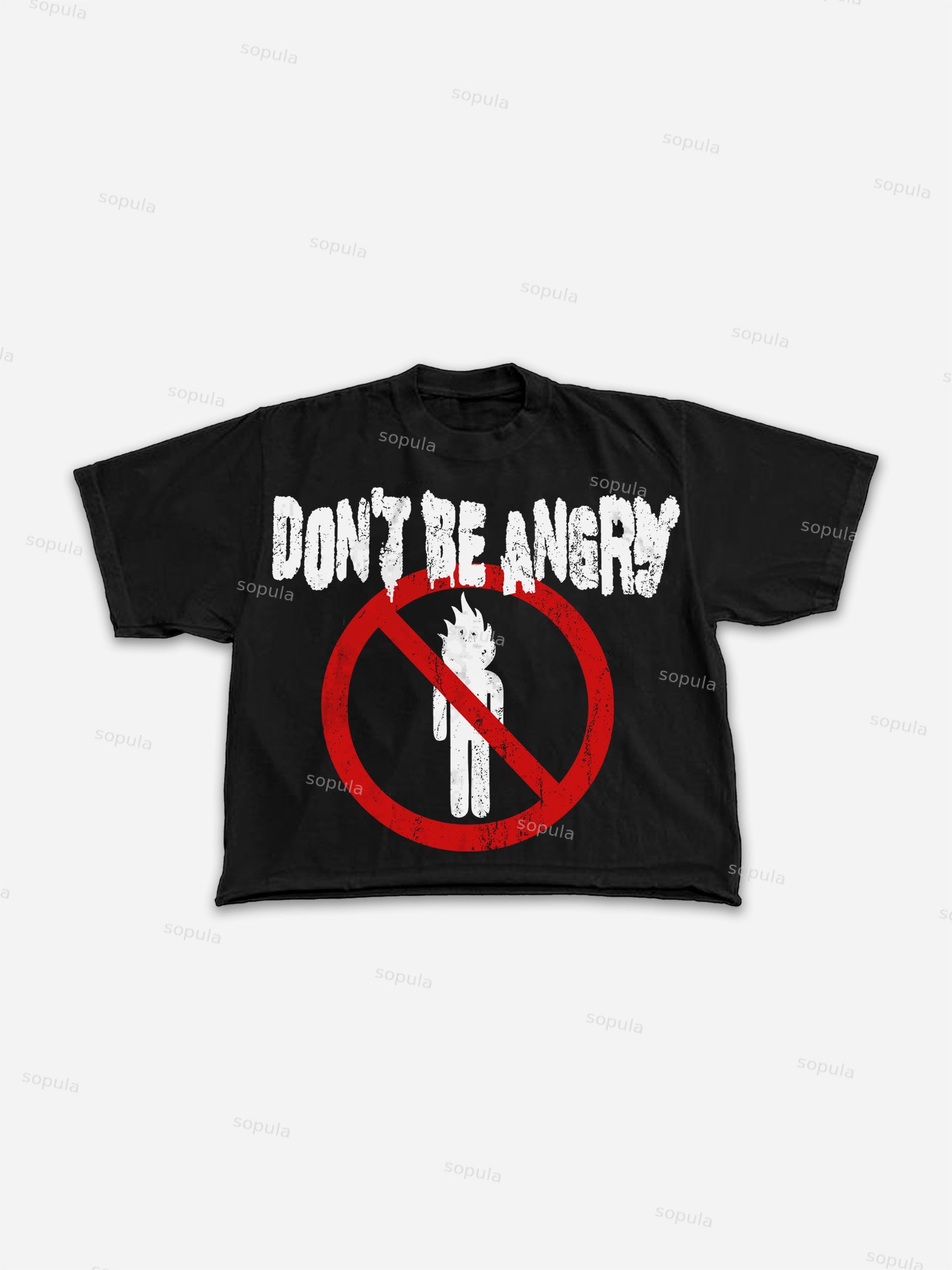Sopula Don't Be Angry Fun Graphic Cropped T-shirt