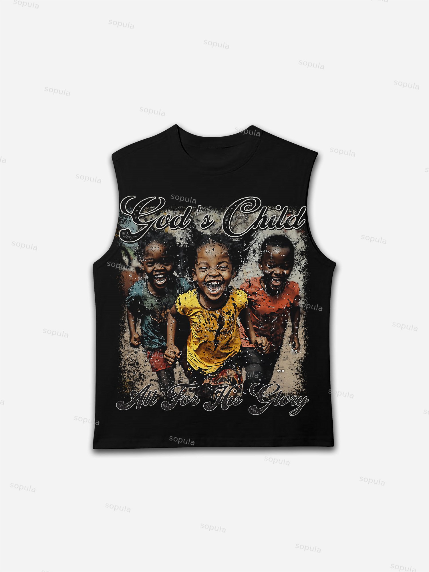 Vintage‘god's Child, All For His Glory’graphic Tank Top