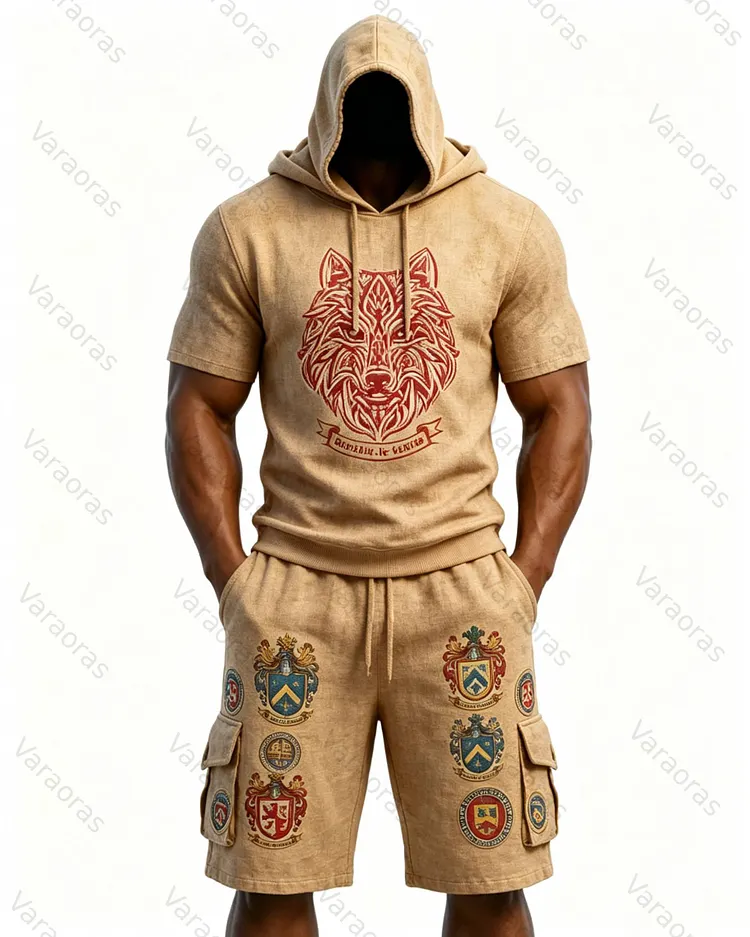 Men's Fashion Embroidered Hoodie and Pants Two-Piece Set2402