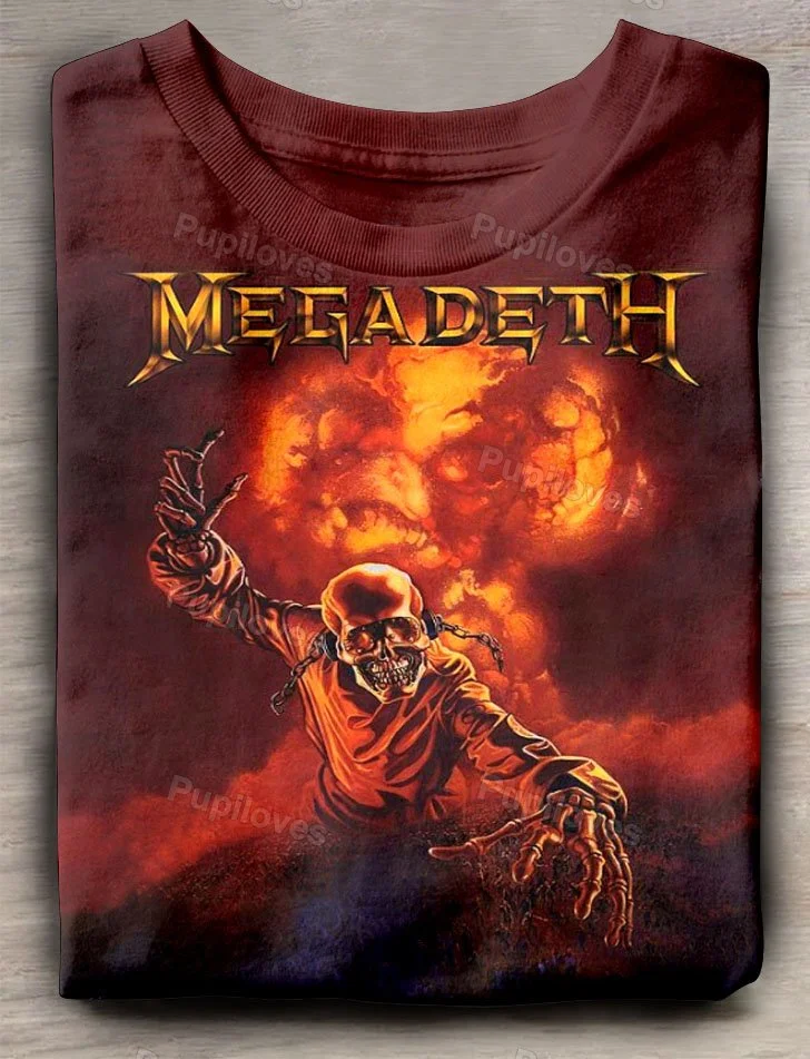 Pupiloves Pupiloves Megadeth Skull Head Art Print T-shirt