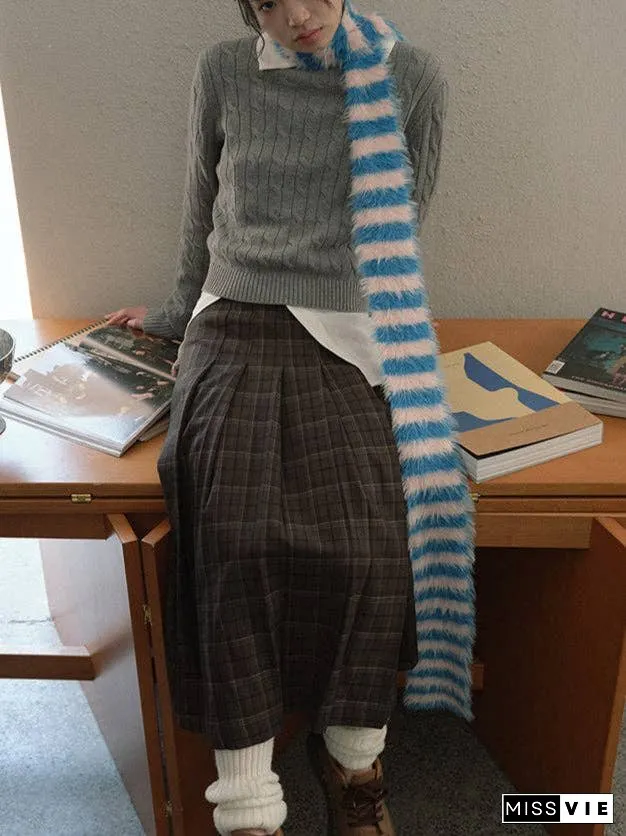 Ladies Soft Faux Mink Feel Stripe Scarf YW039