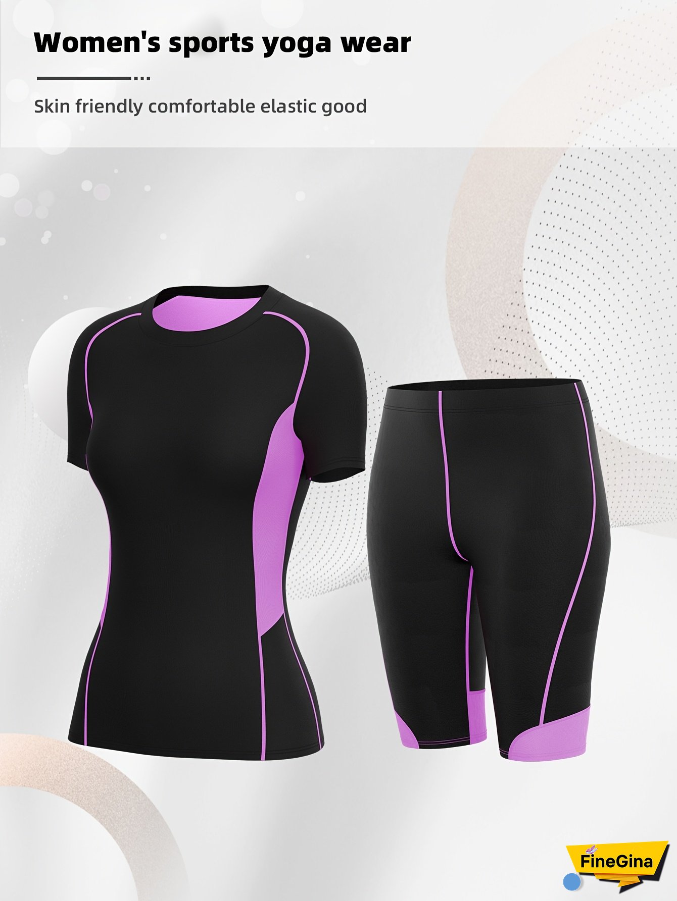 [Quick-Dry Yoga Outfit] Women's Quick-Dry Two-Piece Yoga Outfit - High-Elasticity Short Sleeve Top & Running Shorts Set | Lightweight Breathable Fabric for Gym, Training, Running, Yoga, Workout Clothes, Sleek Sporty Design, Comfortable Fit