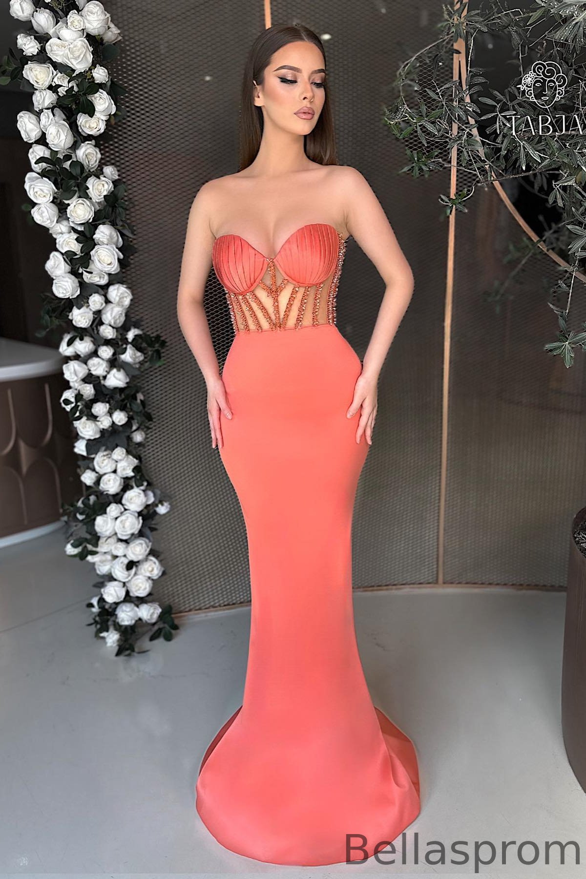 Bellasprom Sweetheart Sleeveless Mermaid Prom Dress With Beadings Bellasprom