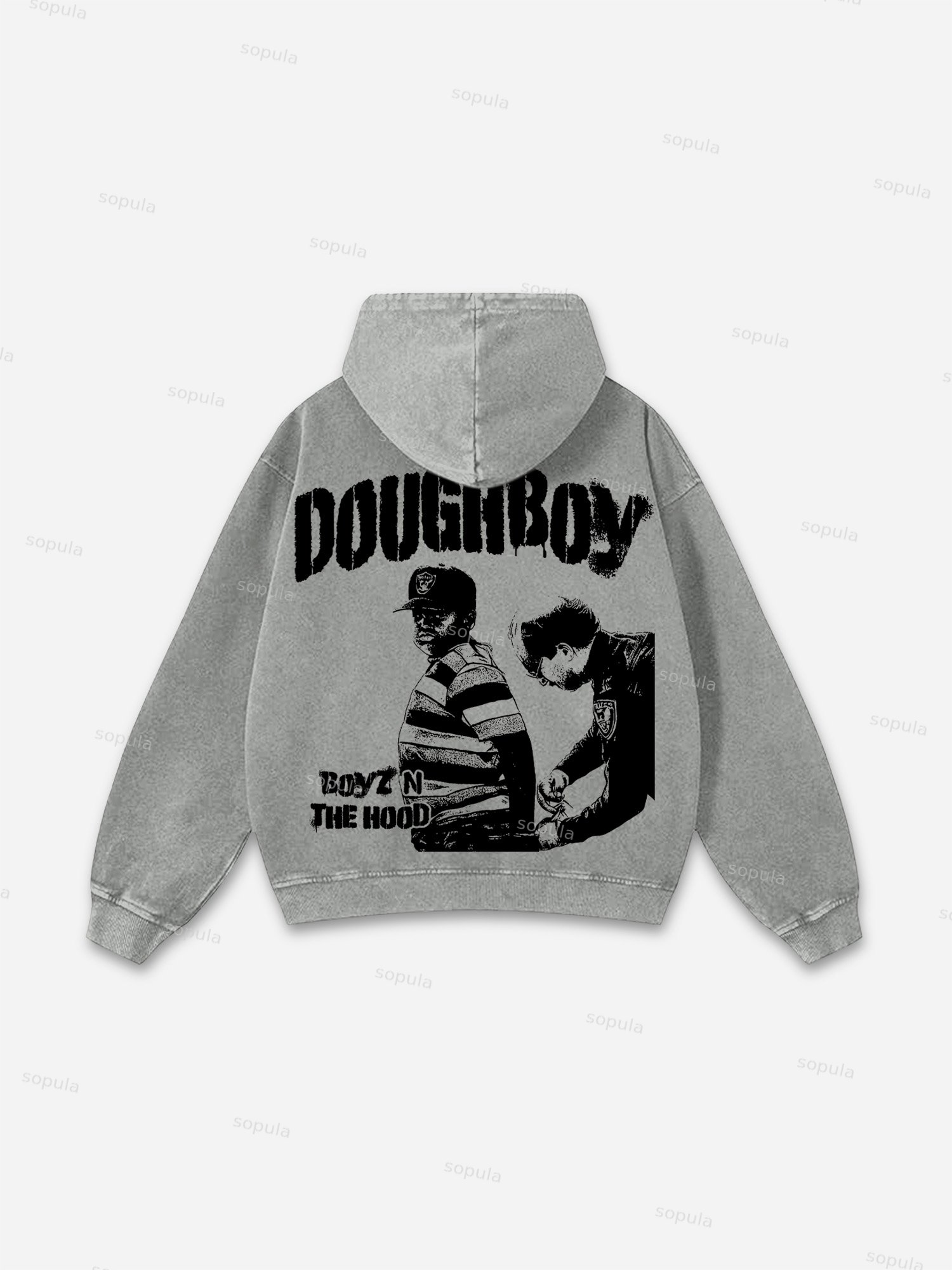 Boyz N The Hood Vintage Aged Graphic Acid Wash Hoodie