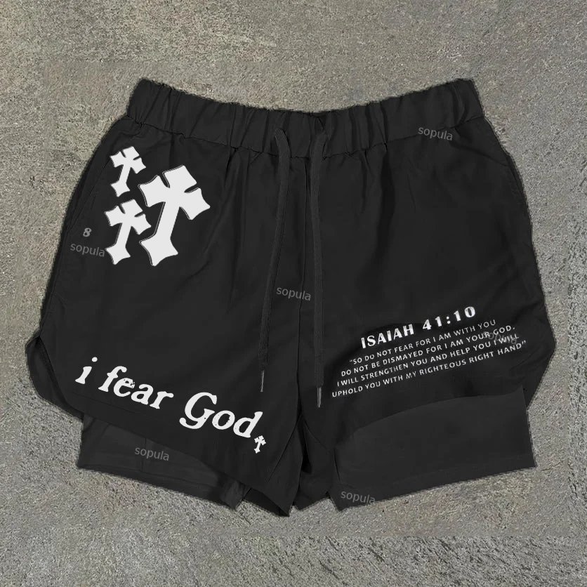Sopula I Fear God 41 10 Double Layer Men's Gym Shorts