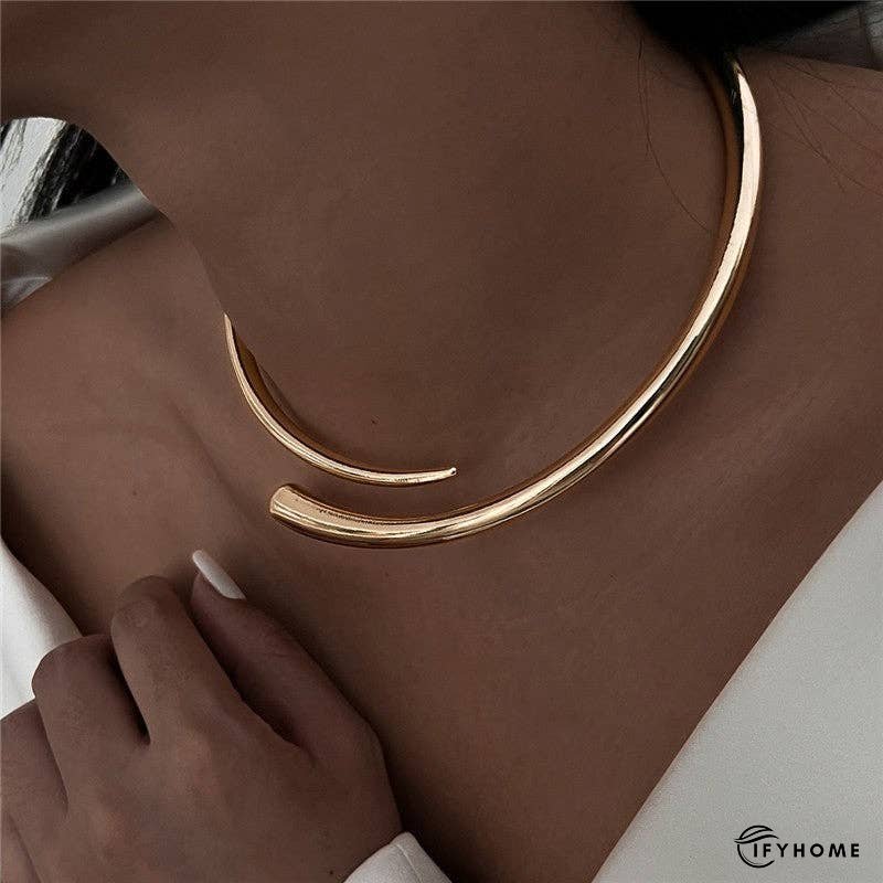 Minimalist Geometric Collar Necklace With Metal Buckle | IFYHOME