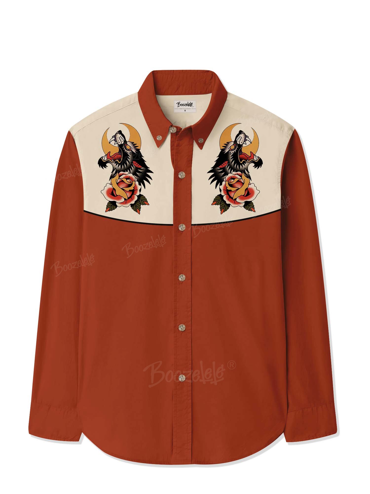 Wolf And Moon - 100% Cotton Long Sleeves Shirt