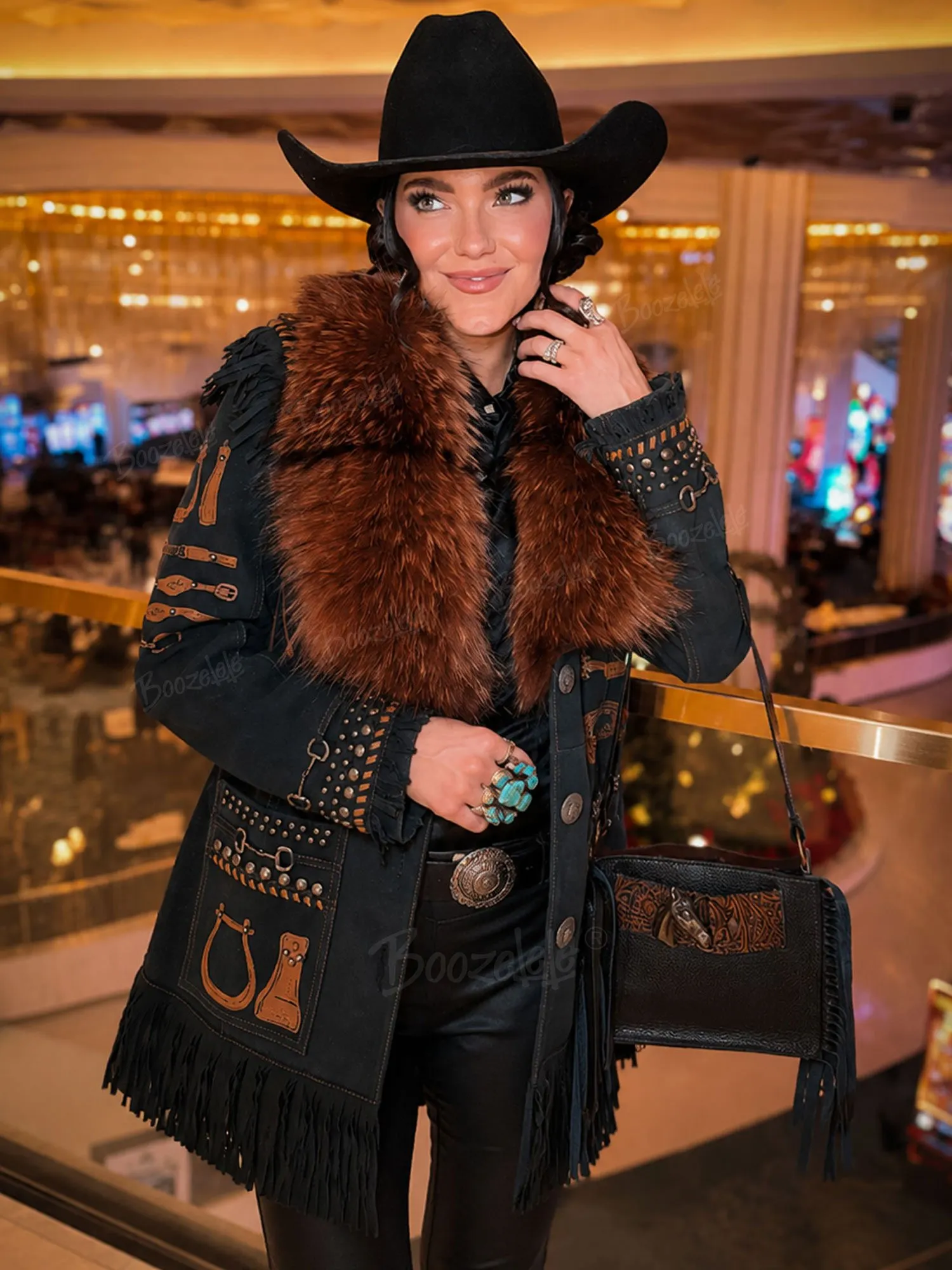 Perfect for a Western Rodeo &mdash; Black Suede 2026 Fall Fringed Long Jacket for Women