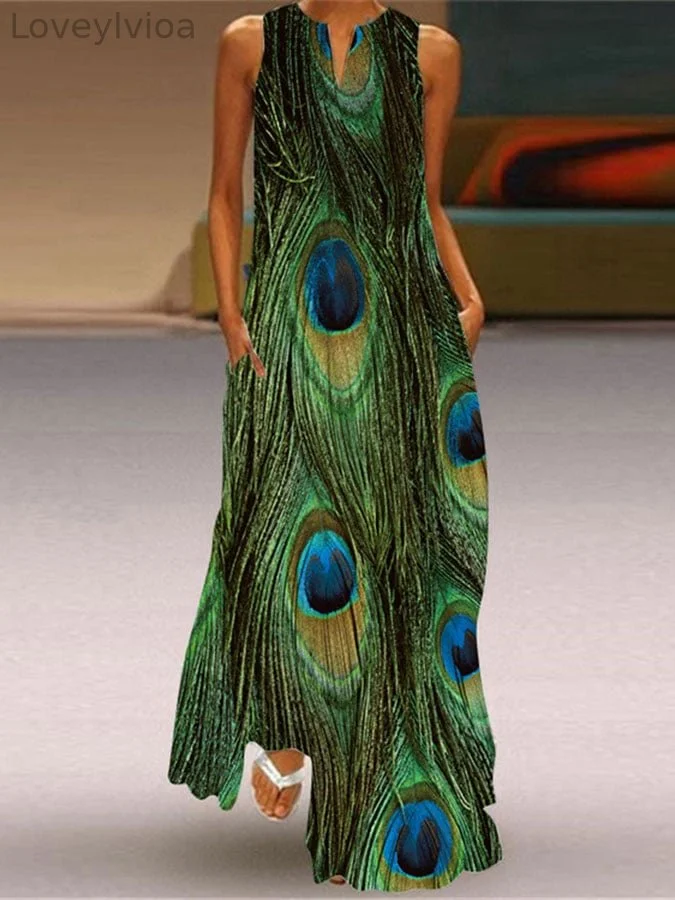 Women's Feather Print Dress