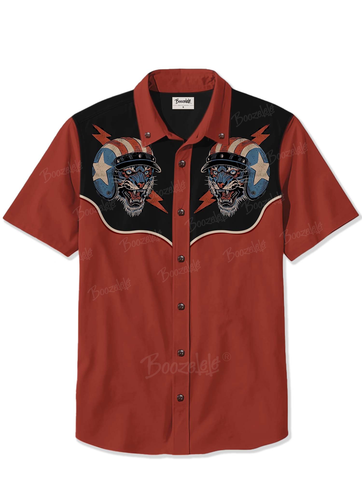 Tiger With A Motorcycle Helmet - 100% Cotton Shirt