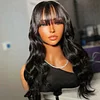 Brazilian Body Wave With Bangs Black Women Glueless Machine Made Remy Wigs