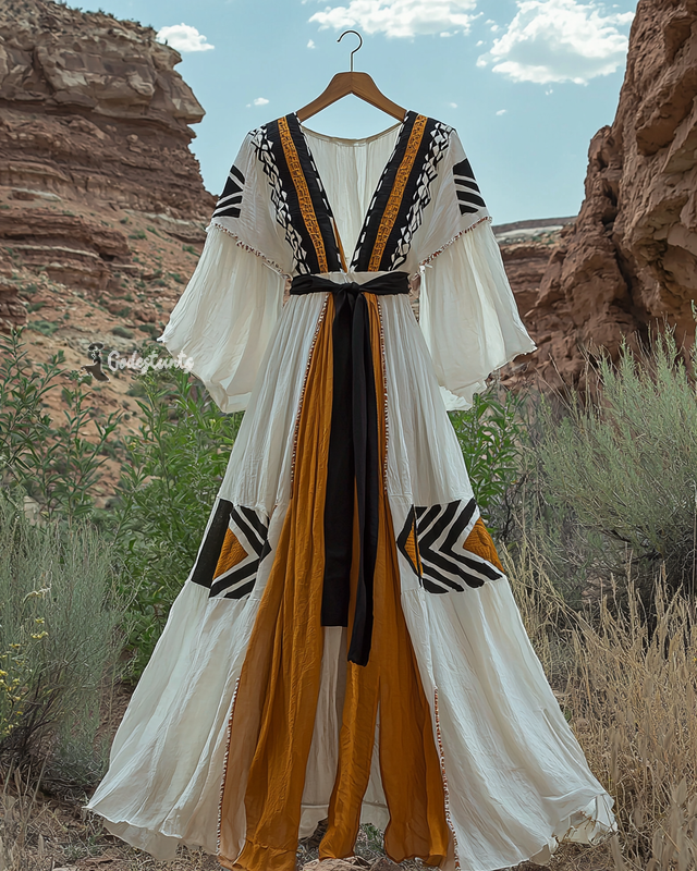 Summer vacation bohemian hand embroidered chiffon dress 8aaf