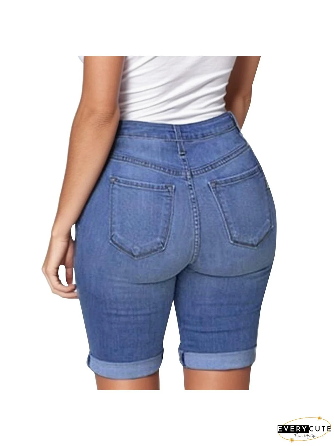 Women's White/Black Short Denim Overalls Pants - Elastic Waist & Leg Opening, White Button Closure, Pocketed Belt Loop Design - Casual Short Jean Shorts (No Underwear-Like Layering) - All-Season Wear (Machine Washable) - Petite-F