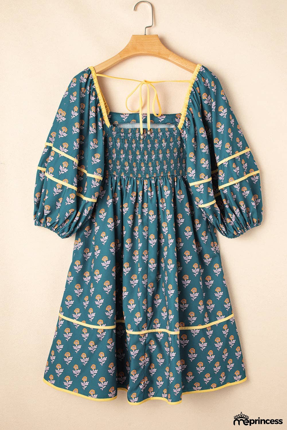 Floral Square Neck Puff Sleeve Spring Dress