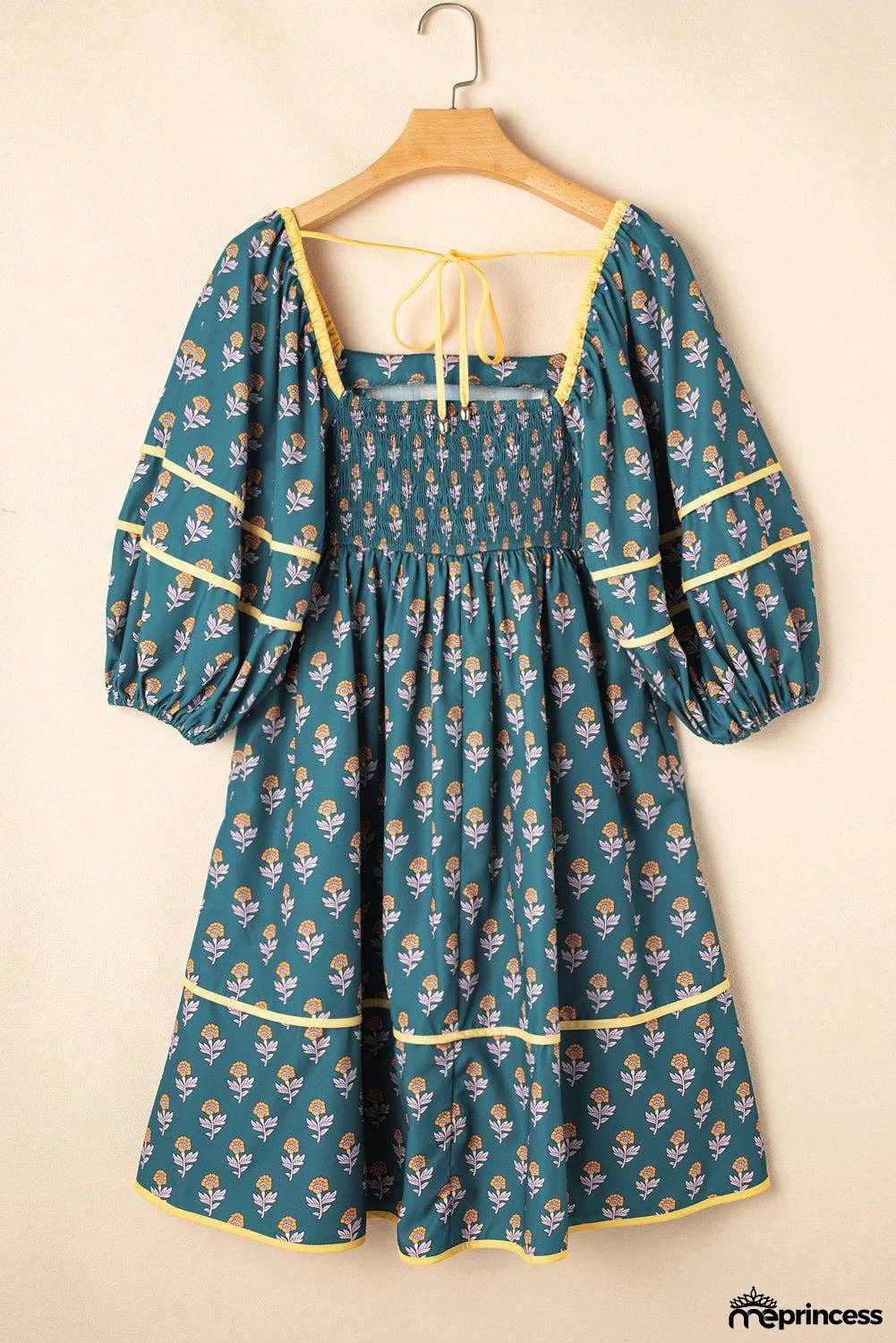 Floral Square Neck Puff Sleeve Spring Dress