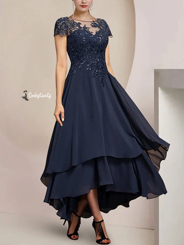 Round Neck Short Sequin Midi Dress