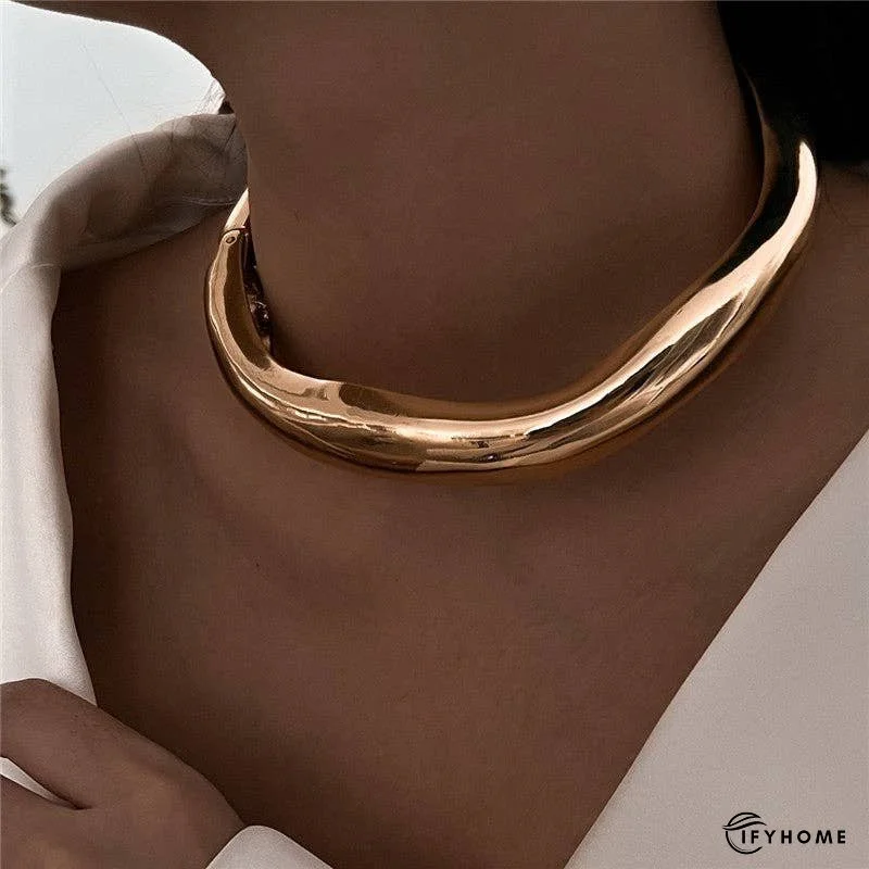 Minimalist Geometric Collar Necklace With Metal Buckle | IFYHOME