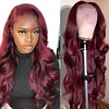 Wine Red Brazilian Long Water Wave Wig