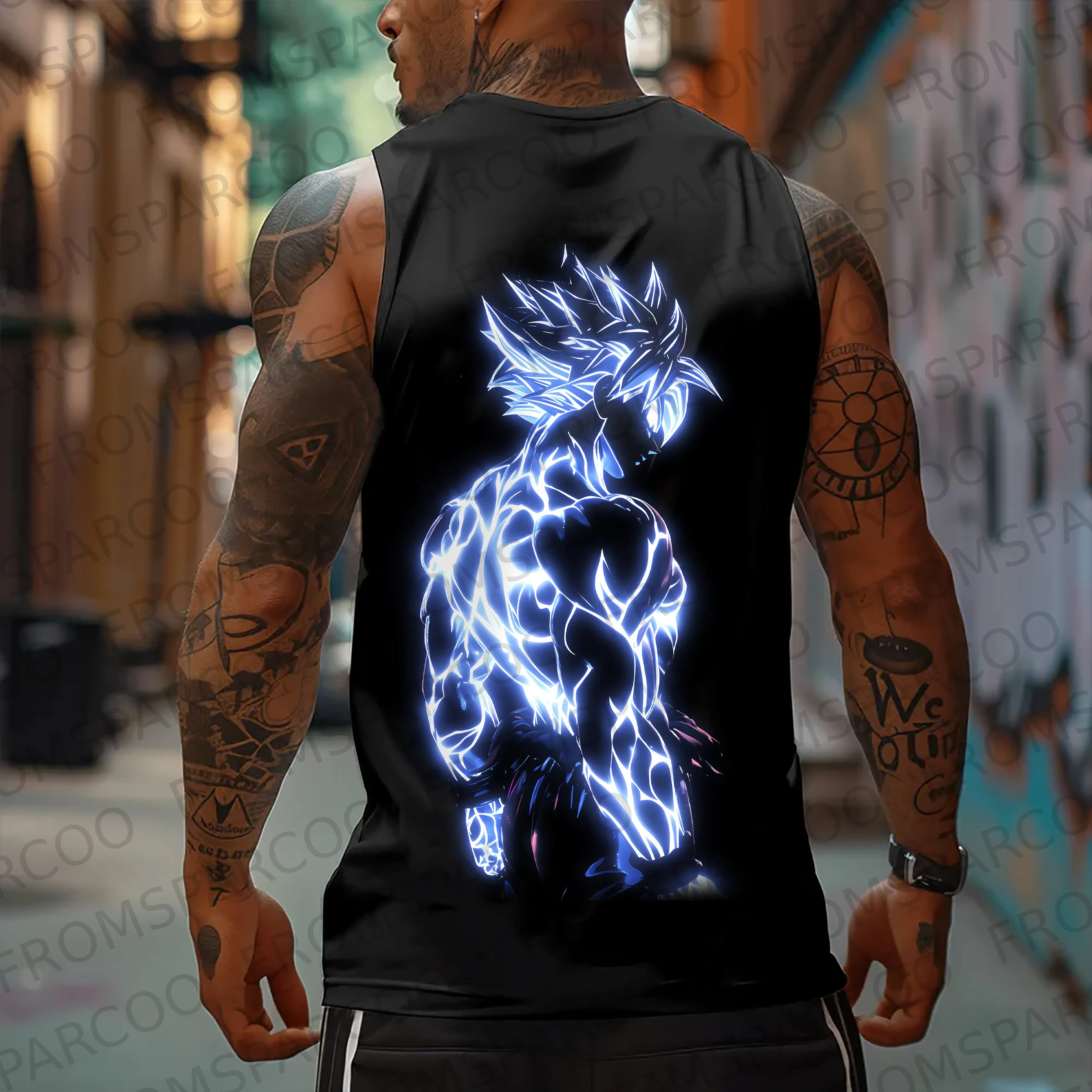 Casual anime print gym Tank Top