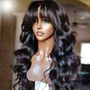 Brazilian Body Wave With Bangs Black Women Glueless Machine Made Remy Wigs