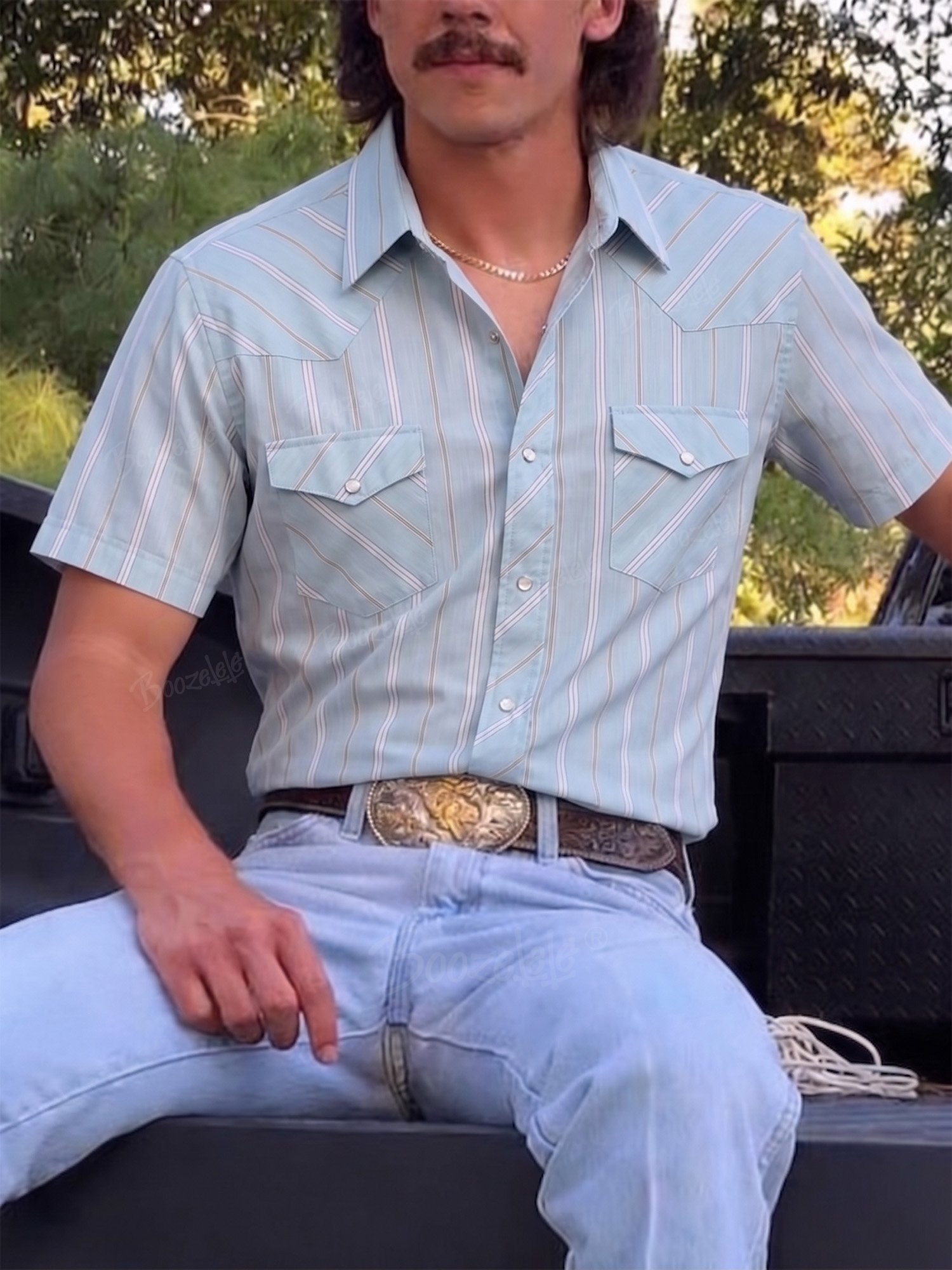 Men'S Western Casual Striped Shirt - 100% Cotton Shirt