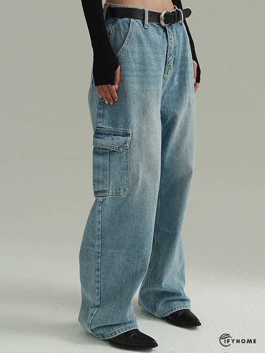Urban Wide Leg Solid Color With Pockets Jean Pants Bottoms | IFYHOME