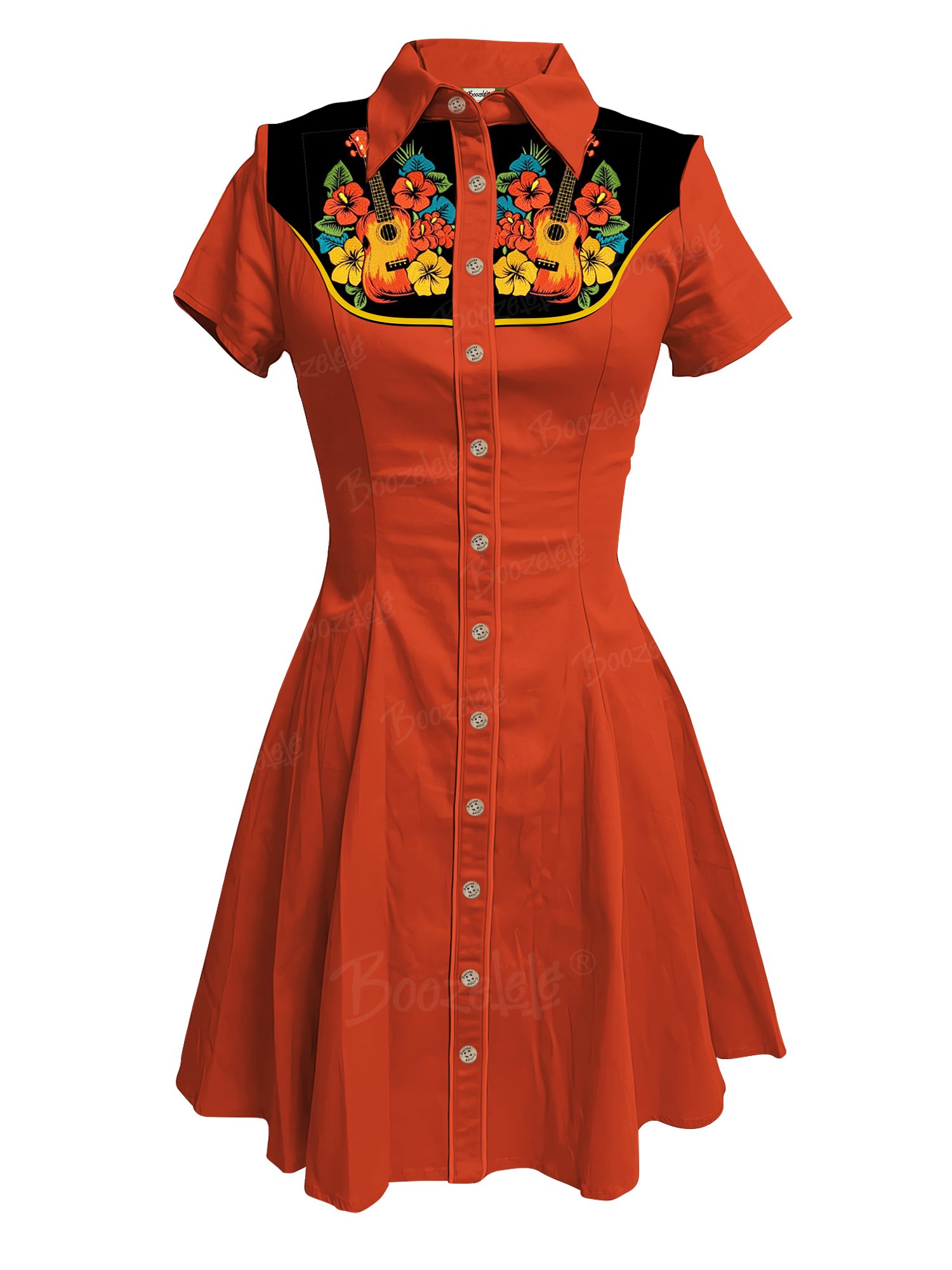 Western Vintage Flower Guitar - 100% Cotton Dress