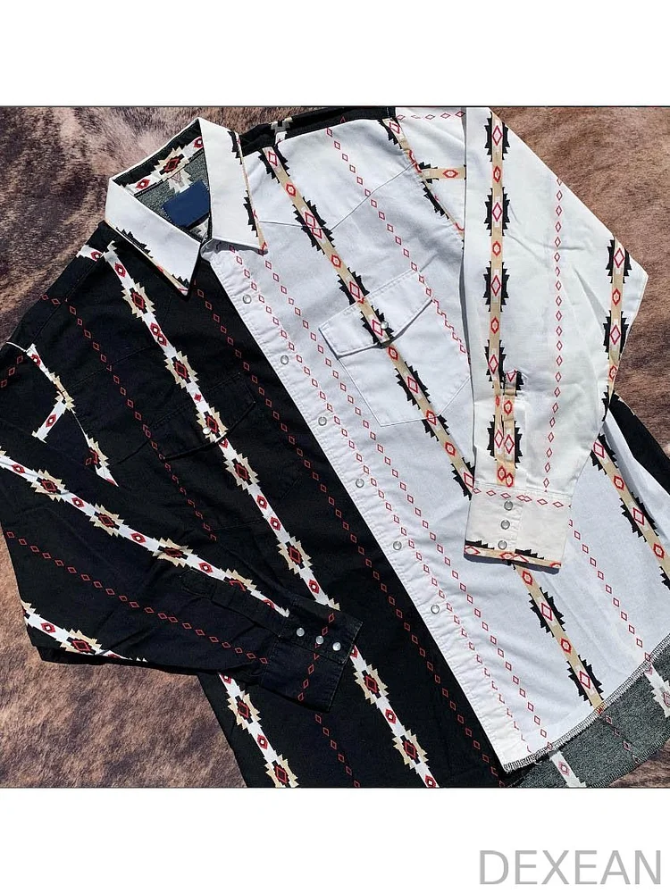 Vintage Western Art Print Casual Shirt