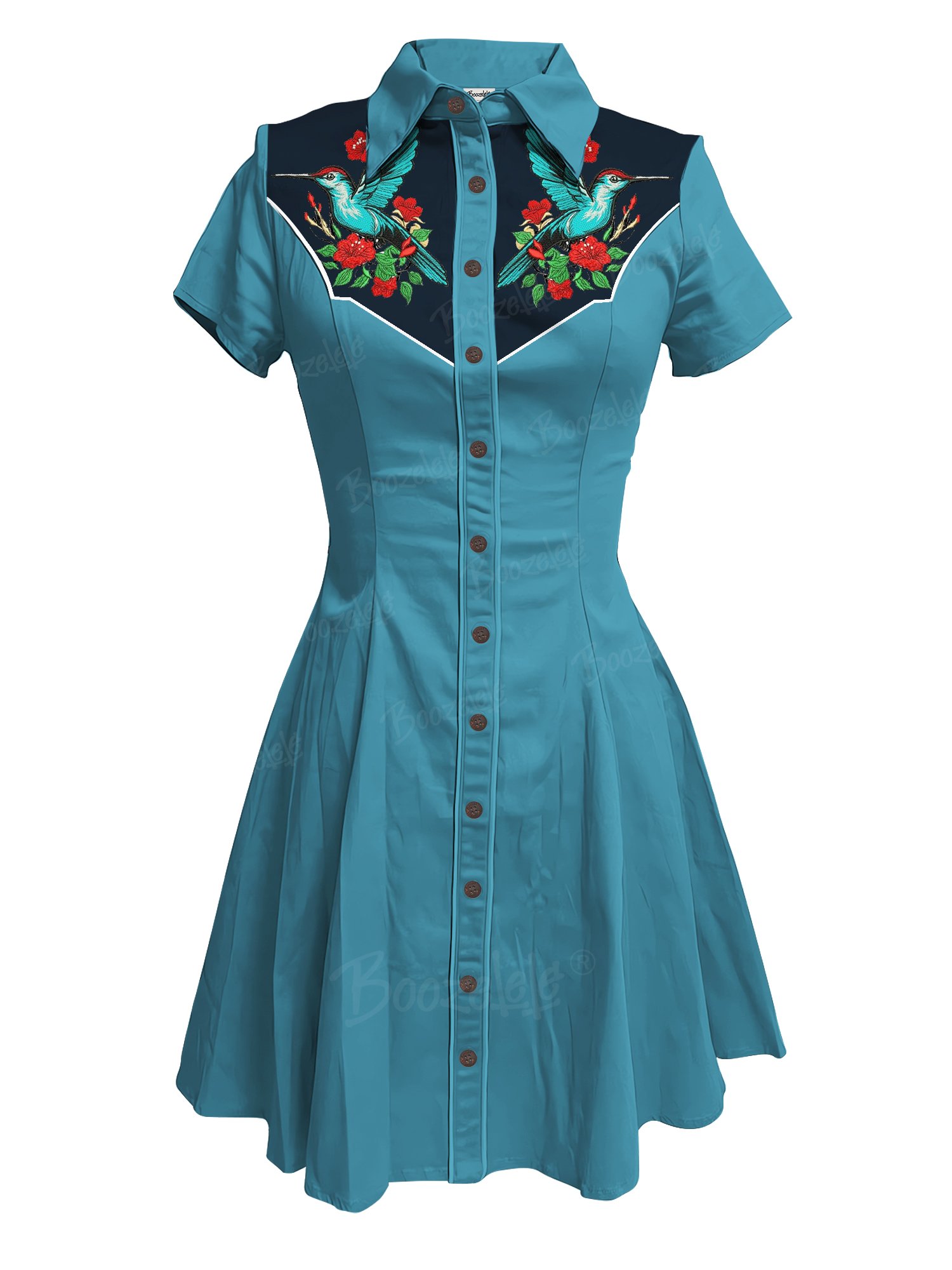Blue Bird Flowers - 100% Cotton Dress