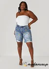 Crystal Distressed Denim Shorts