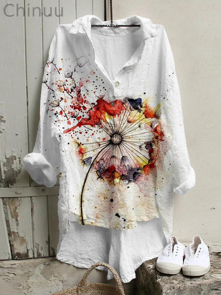 Colorful Watercolor Dandelion Art Pattern Comfy Tunic