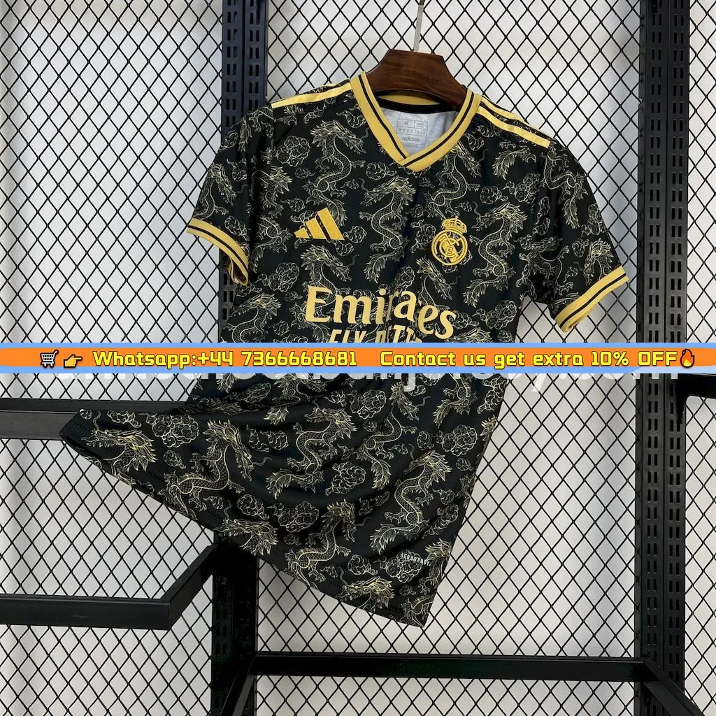 Real Madrid 25-26 Golden Chinese Dragon Pattern Black Jersey - Fans Version