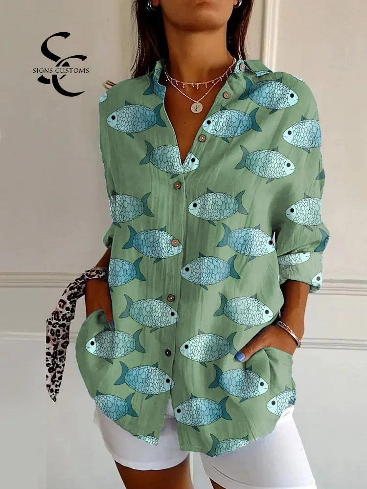 Vintage Marine Fish Art Print Long Sleeve Shirt