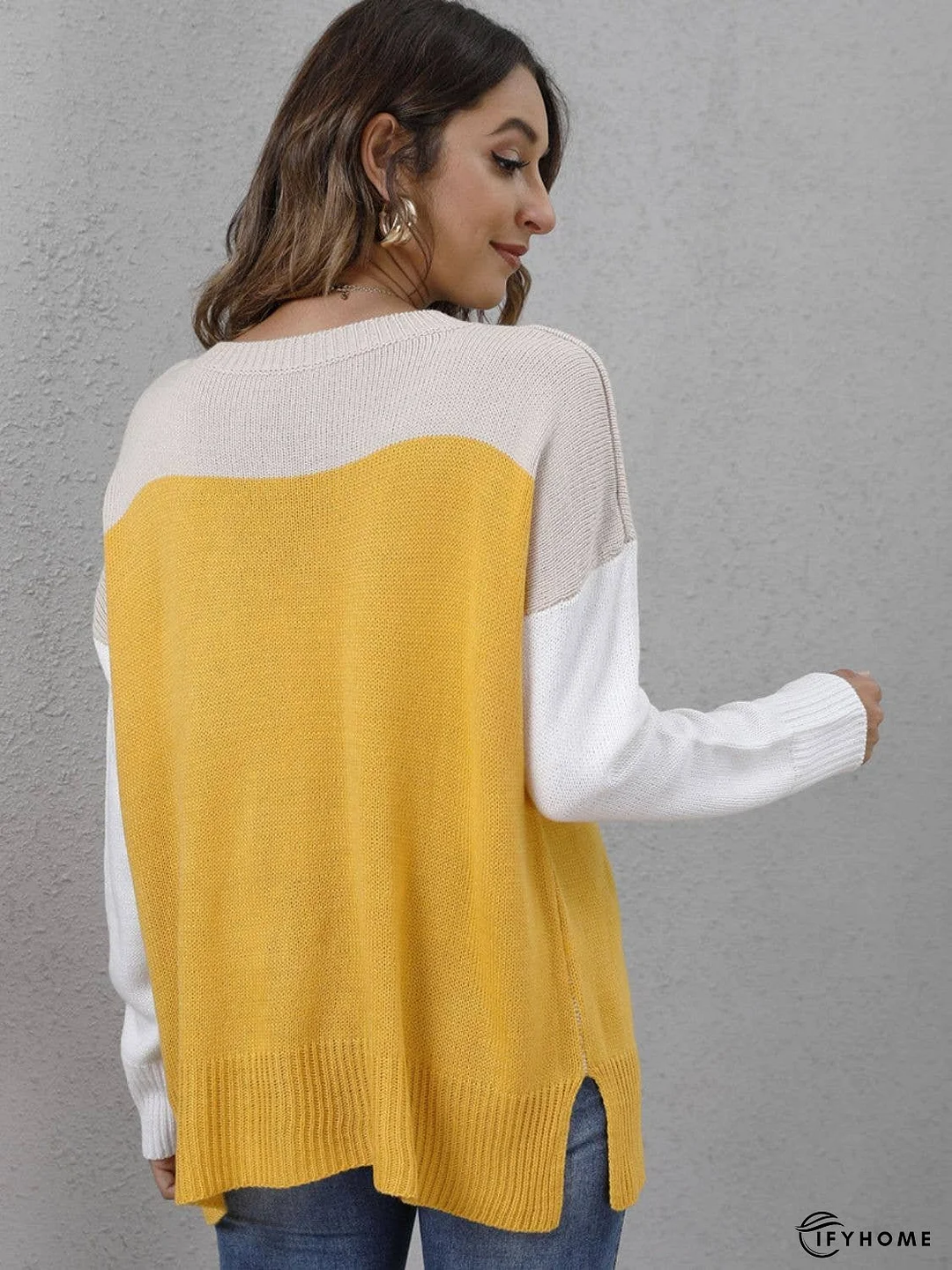 Color Block Round Neck Sweater | IFYHOME