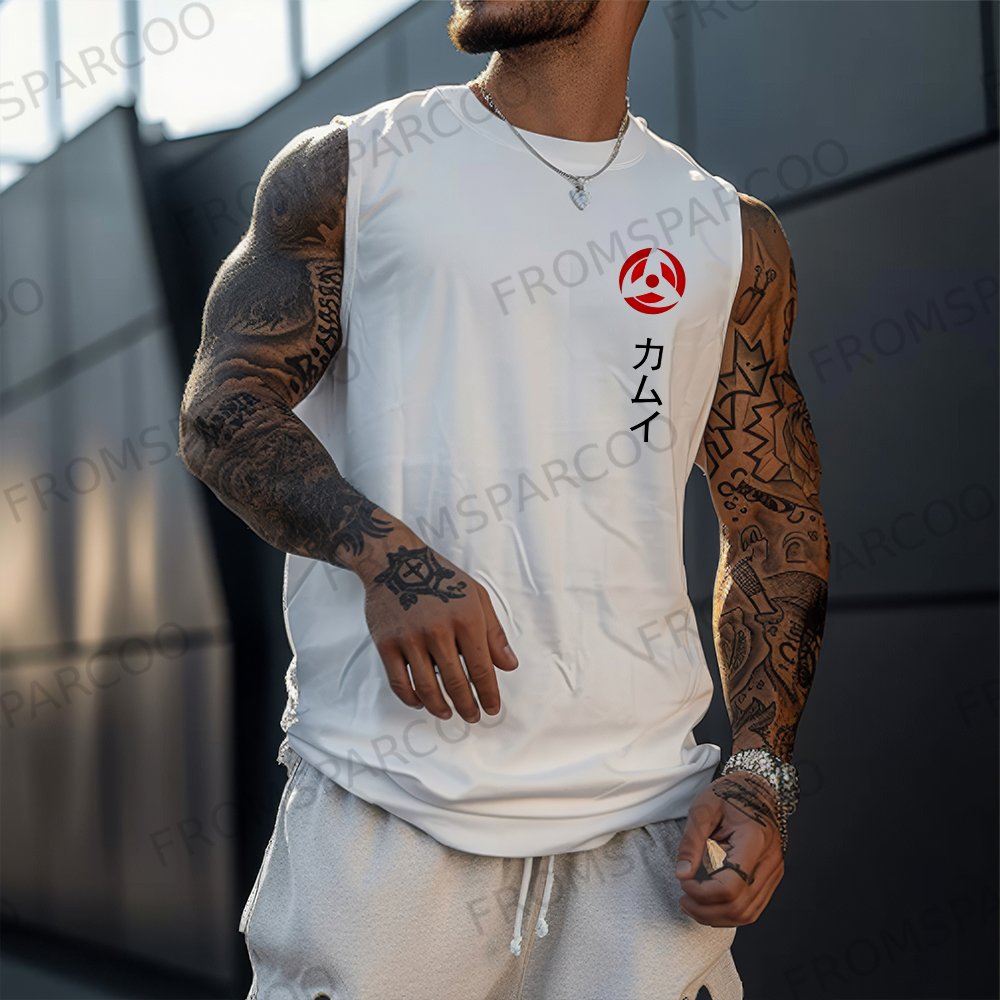 Casual Anime Print Fitness Tank Top