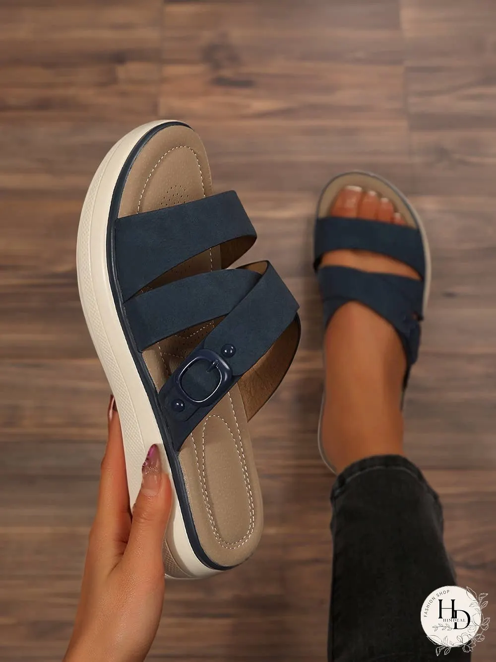 Wild Wind Criss Cross Wedge Slippers